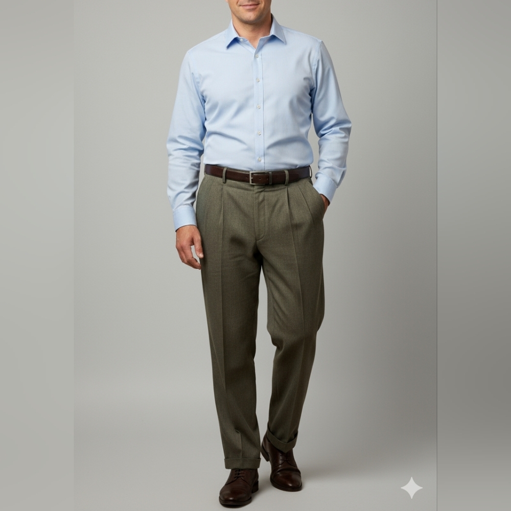 Bass Men's Gray Cuffed Pleated Dress Pants Size 34 X 34 EUC